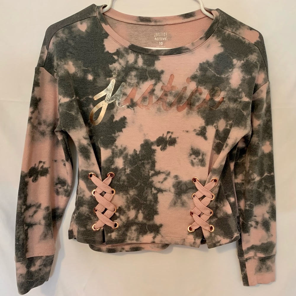 Girls Justice Active Lace Up Sweatshirt Crop Top